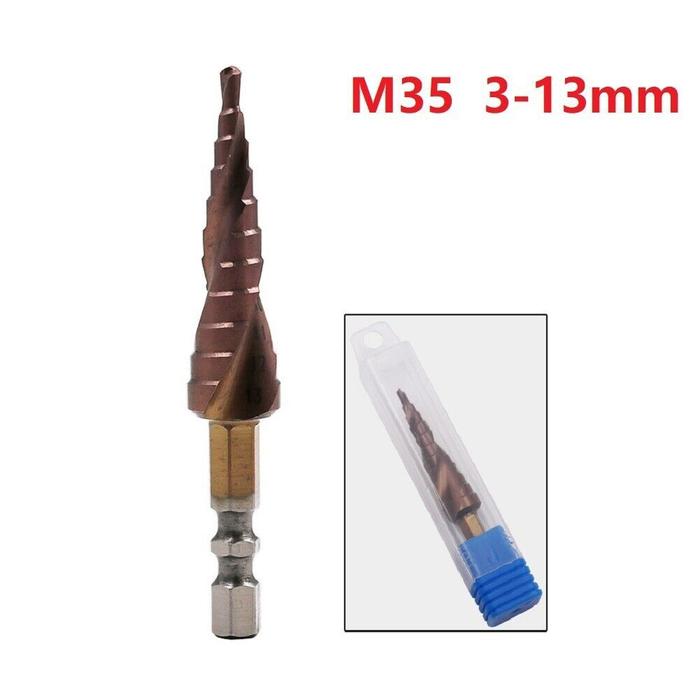 M35 HSS-Co Cobalt Step Drill Bit 3-13mm HSS CO Hex Shank Stepped Drill Bit Hex Spiral Groove Lr Dril
