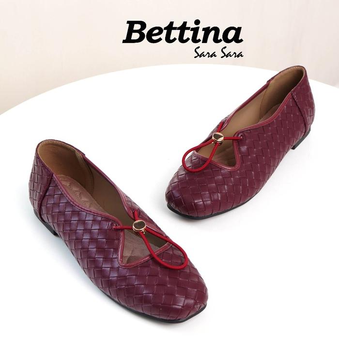 Sara Sara BETTINA (36-41) Sepatu Teplek Flat shoes Empuk Nyaman (Black, Gold, Silver, Maroon, Cream,