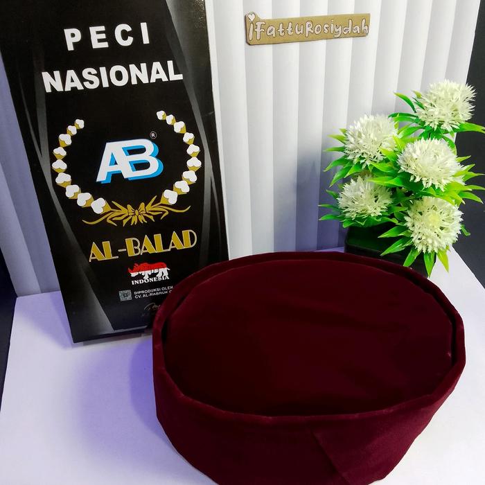 COD PECI AL BALAD MERAH (TURKY)TINGGI 10 Kopiah Songkok Maroon custom kopyah Turki Bulu Lembut - 