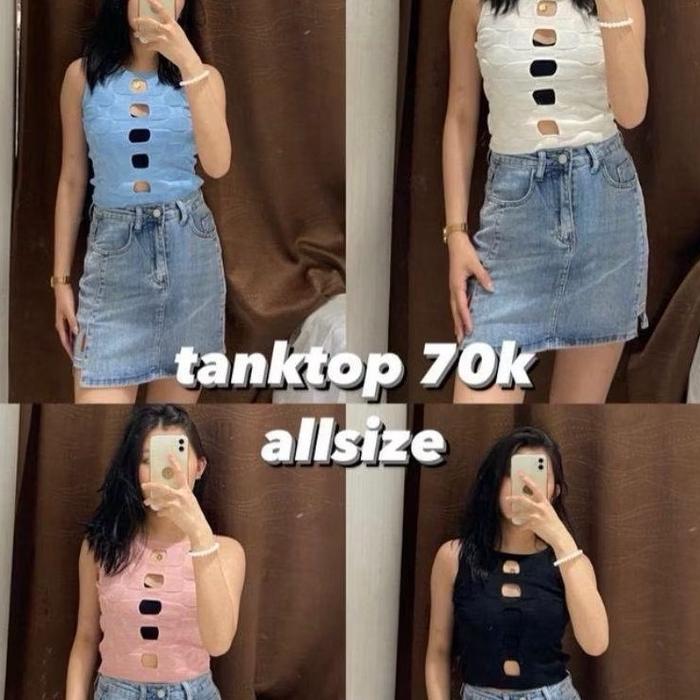 BIGMANGO Tank Top Wanita Sexy Daleman Rajut Wanita