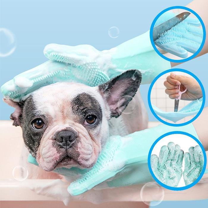 Pet Grooming Cleaning Gloves Dog Cat Bathing Shampoo Glove Scrubber