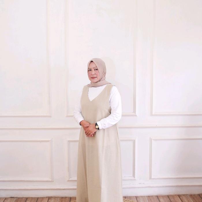 GENVIL OVERALL (overall linen dengan kerah V)