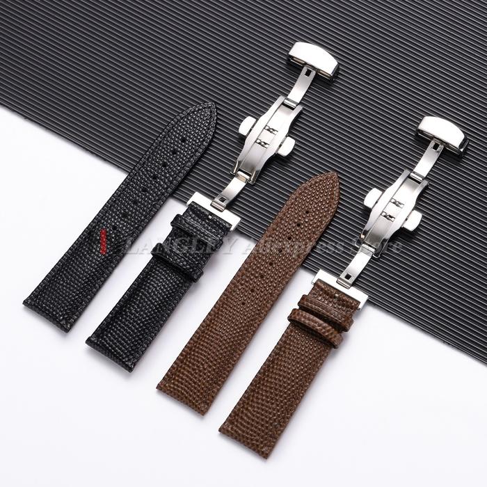 Cowhide Watch Strap 14/15/16/18/19/20/21/22mm Lizard Pattern Leather Watch Band Butterfly Buckle for