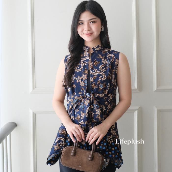 LIFEPLUSH - Atasan Batik Wanita Modern Blouse Batik Elegan Kerja Kantor Kekinian Premium - TARA