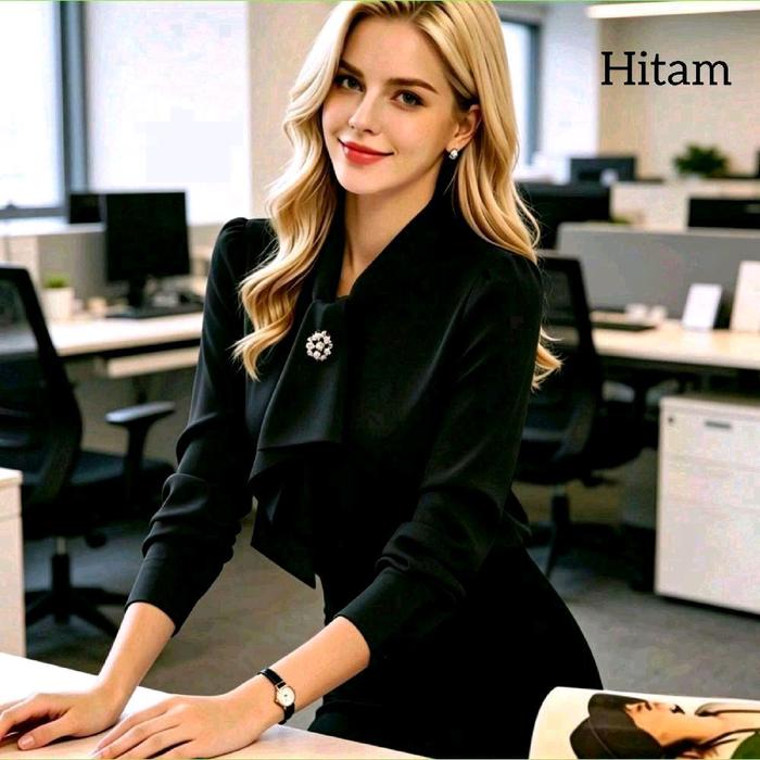 Baju Atasan Remaja Blouse Nesvia Hitam Korean Style Murah Dewasa