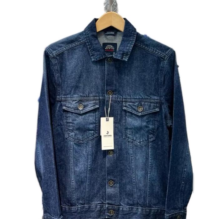 Jaket jeans pria 3 SECOND original asli terbaru Denim Distro Cowok Hitam Biru