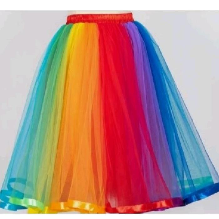 tutu pelangi dewasa rok anak gaun birthday girl