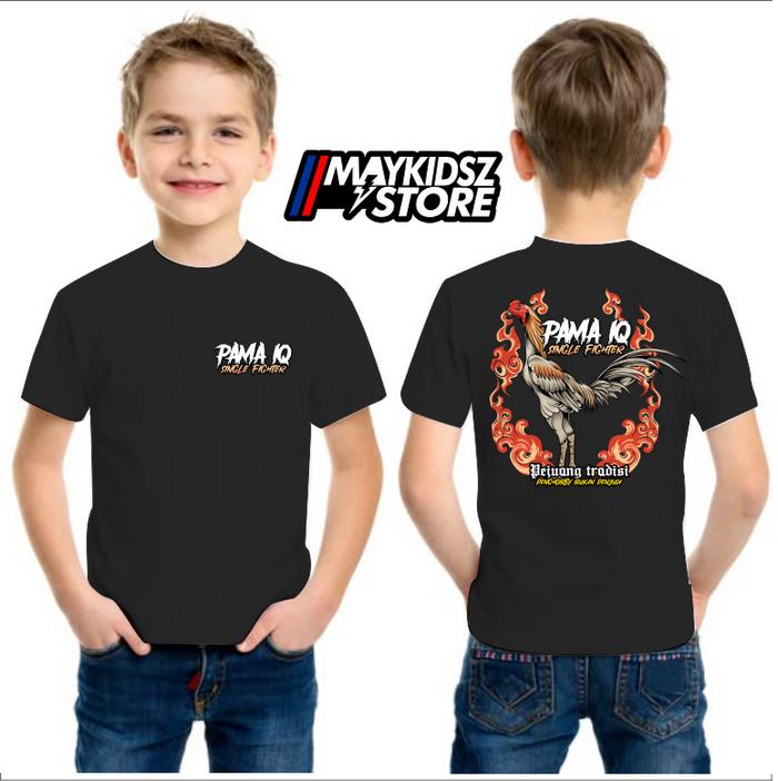 BAJU KAOS AYAM PAMA IQ SINGLE FIGHTER T-SHIRT PEJUANG TRADISI ANAK USIAA 4-12TAHUN BAJU DISTRO ANAK 