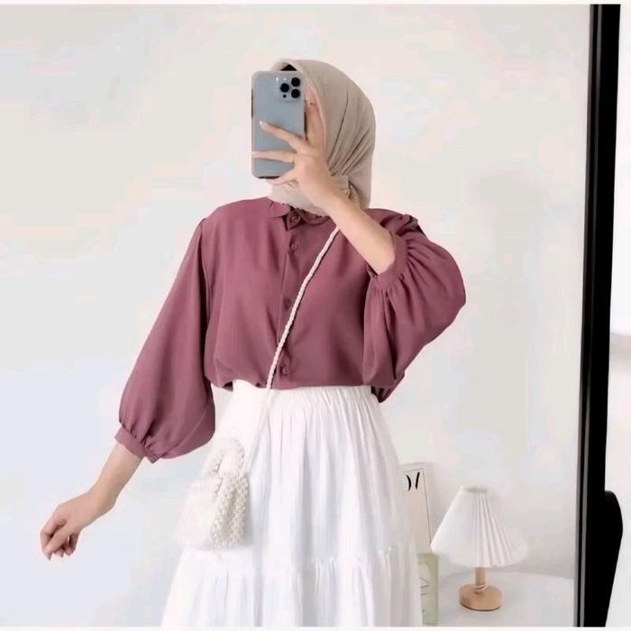 Elze Blouse Wanita Shakila Polos Bahan Premium Atasan Dewasa  Cewek