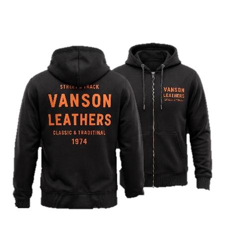VANSON LEATHERS VH-2501 BLACK ORANGE | HOODIE VANSON | TOURING JACKET