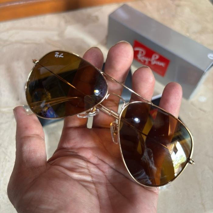 Kacamata klasik rayban aviators rosegold kaca coklat sz 62