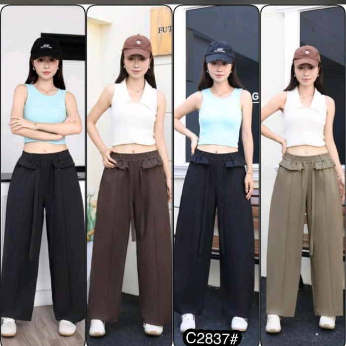 C.cargo Renda Tali DPN 5951 Celana Panjang Wanita Model C2837# dengan Desain Renda Elegan dan Tali D