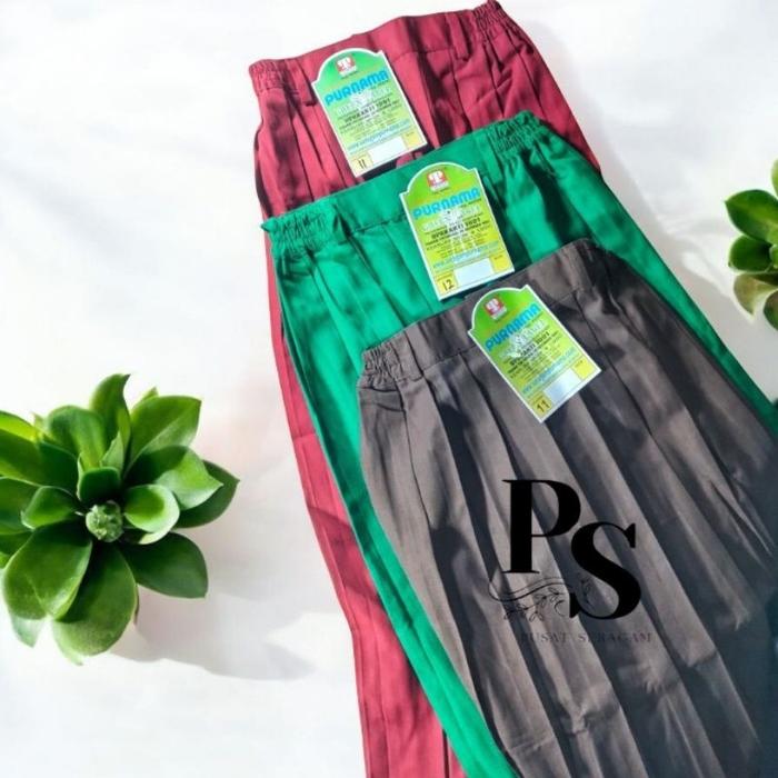Pusat Seragam |Rok Plisir Panjang Karet Merek Purnama Green Label| Rok Plisir Purnama | Rok Rempe