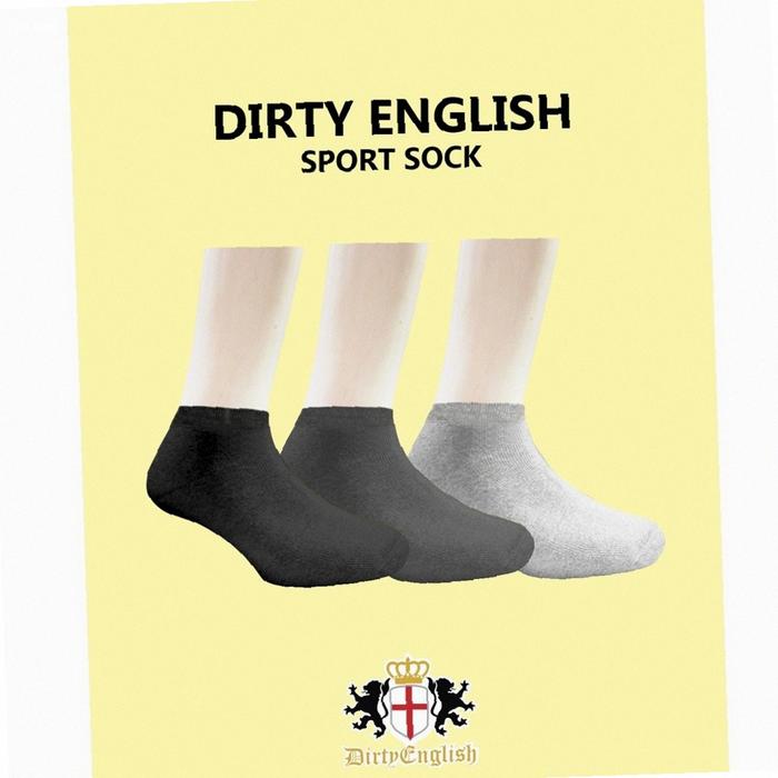 DIRTY ENGLISH Men Sport Sneaker Sock Anti Bacteria 3 Pairs Pack - Kaos Kaki Olahraga Pendek 3 Pasang