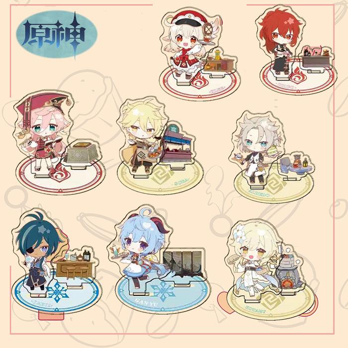 Anime Genshin Impact Tartaglia Zhongli Hu Tao Sweets Paradise Double Plug Cosplay Q Version Acrylic 