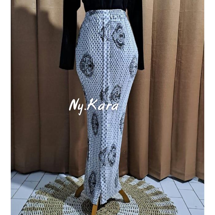 Rok Plisket Wiru/Wiron Motif Truntum Putih - Rok kondangan mewah - Rok Batik Panjang Melar