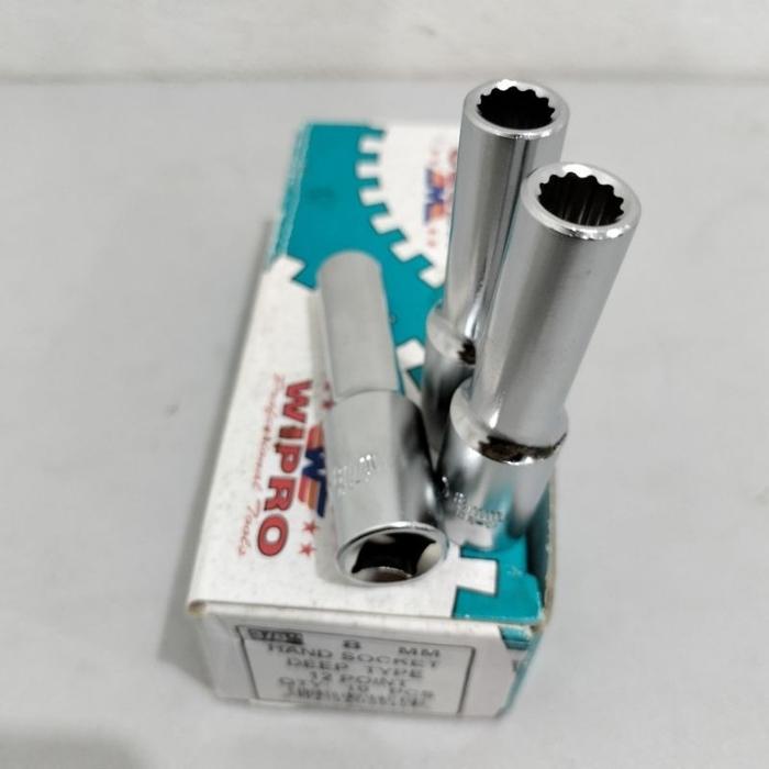 Wipro Mata Kunci Shock Chrome Panjang Sok Sock Socket Bintang 1/2 inci 12PT 8 10 11 12 13 14 15 16 1