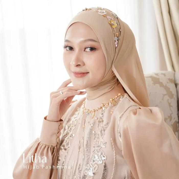 LYF Official Pashmina Payet Exclusive Litha Jilbab Kerudung Hijab Bahan Ceruty Baby Doll Wanita Musl
