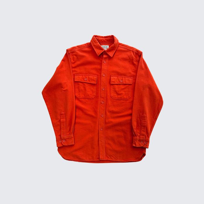 True Orange Vintage 1990s LL Bean Heavyweight Chamois Cotton L/S Flannel Shirt - Unisex - M