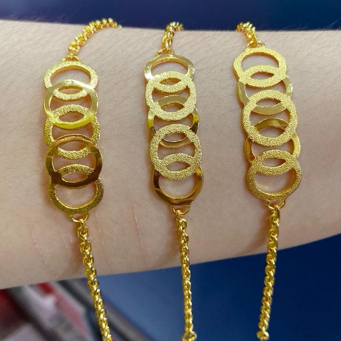 Gelang Emas Crum Kristal Asli Aceh Mewah Persis Emas Asli