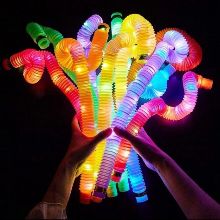light up pop tube pipe mainan selang pipa lampu led stick fidget toys