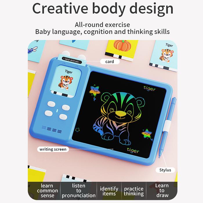 2 in 1 Drawing Pad with Learning Cards Kids Drawing Pad Erasable