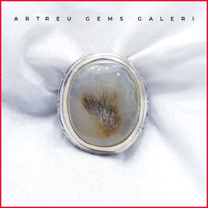 Batu Cendana Serat Emas Unik | Cincin Batu Akik Ring 5-10