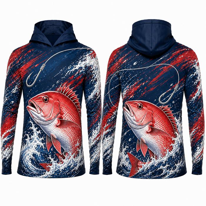 [CASTNOVA] Pakaian memancing luar ruangan, hoodie pullover, atasan lengan panjang dengan motif ikan 