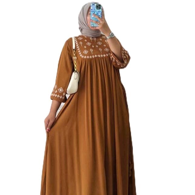 MIDI DRESS ALUNA.MIDI RAYON TWILL Gamis Dewasa