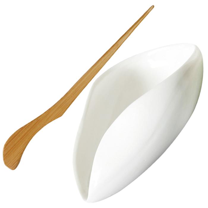 Tea Scoop Spoon Coffee Bean Bowl Dish Ceremony Leaf Ceramic Kitchen