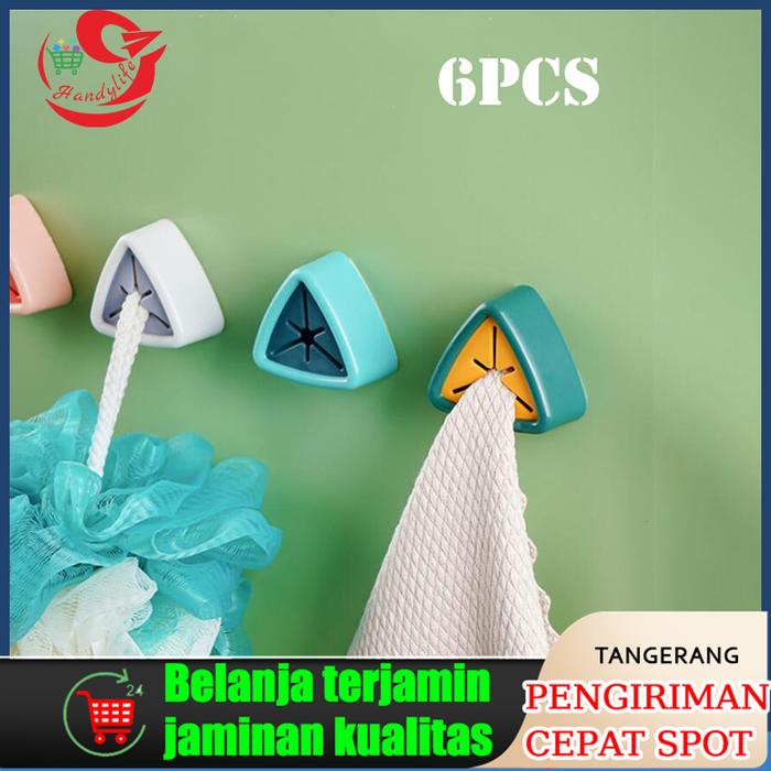 6pcs Colokan Handuk Dapur Tempel Dinding Colokan Serbet Steker Lap Dapur