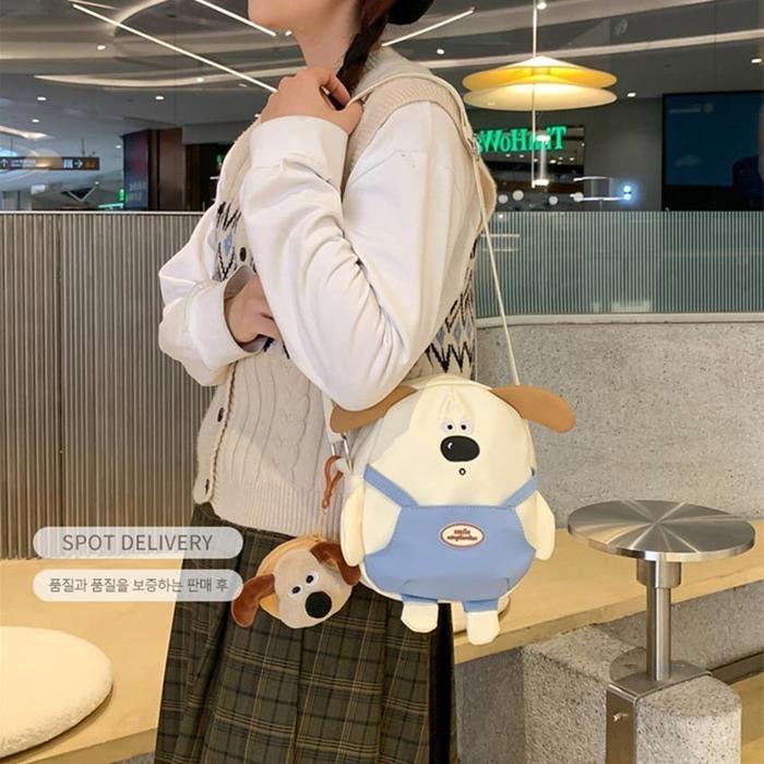Tas Boneka Anjing Selempang Shiba Inu Besar Sling Bag Bahan Plush Karakter Dog Viral Sling Bag Fashi