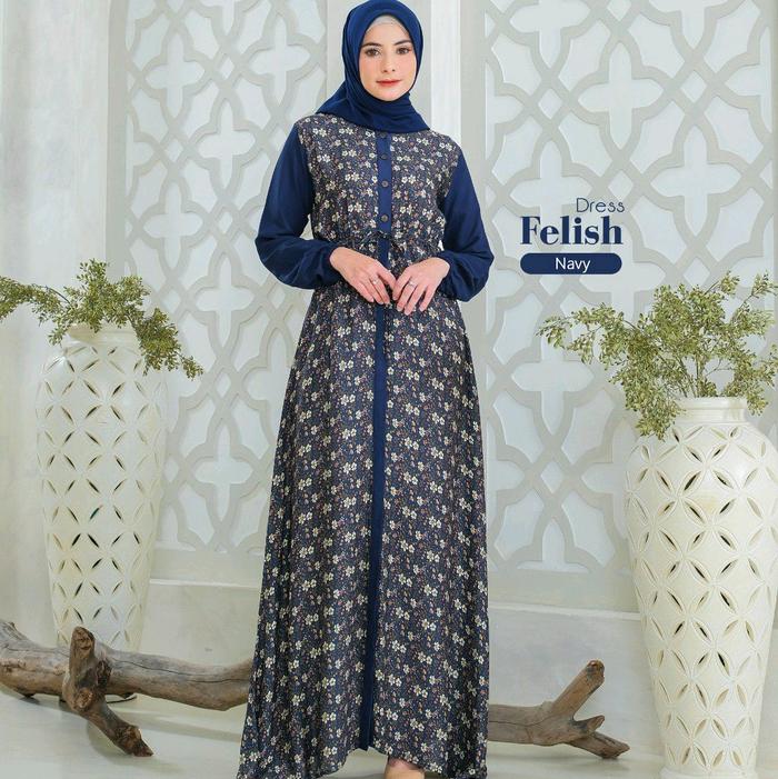 FELISH DRESS //LUMINA DRESS BY YESSANA GAMIS RAYON VISCOSE TWILL Polos Bunga