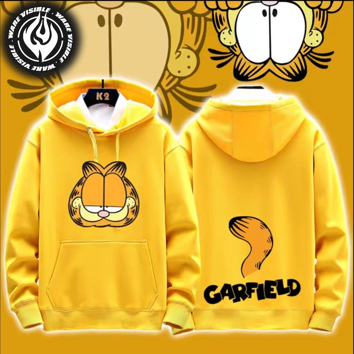 WareVisible Jacket Hoodie Pullover GARFIELD Oversize Korean Style Unisex Jacket Fleece