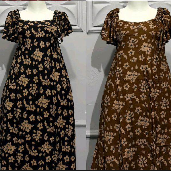 Daster Tali Serut Pundak Kekinian Model Terbaru Cocok untuk Sehari-hari Elegan dengan Motif Bunga Ca