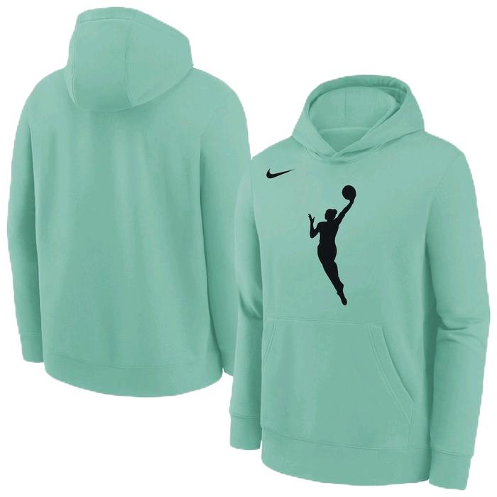 WNBA LOGO NIKE MINT ESSENTIAL TEAM COTTON PULLOVER FLEECE HOODIE