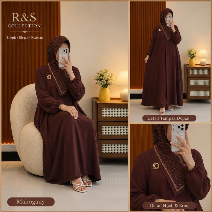 [Standar&jumbo] x Zaviera ABAYA ELSIRA SET HIJAB & GAMIS SAJA | Gamis Adem Polos Syari Allsize