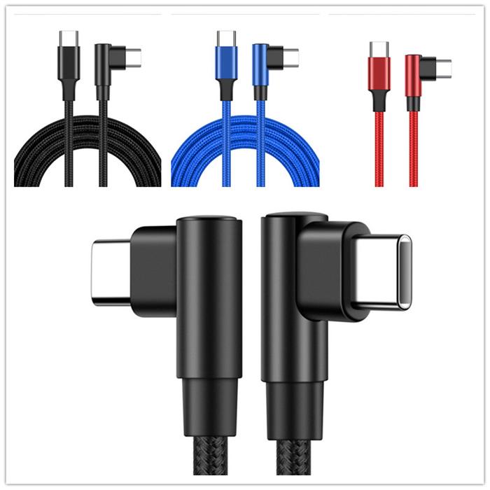 90 Degree Elbow Type-c Cables 20V 3A 60W PD Fast Charging Type C To Type C Male to Male USB Type-C D