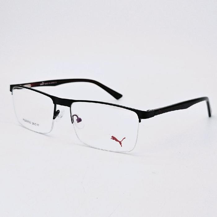 frame kacamata sporty pria wanita Puma PU00702 Half Frame bisa Lensa Minus Cylinder Blueray Photocro