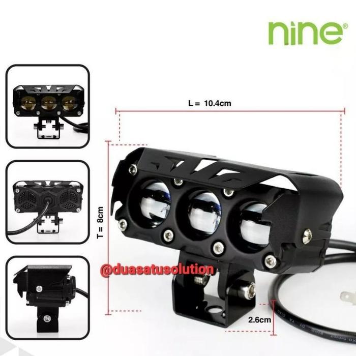 TERBARU!!! LAMPU LED TEMBAK LASER 3 MATA NINE LUXIMOS Q9 Q9PROHi LOW MOBIL MOTOR 2 WARNA SUPER TERAN