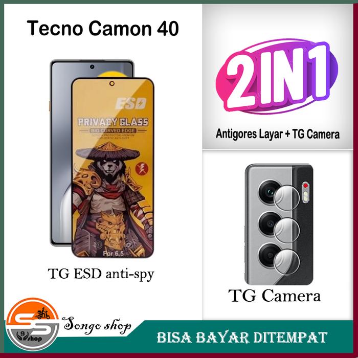 Paket Hemat 2in1 Tempered Glass Tecno Camon 40 4G Bonus Tg Camera Antigores Layar Hp