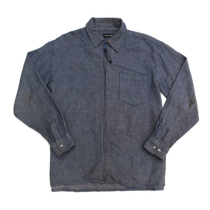 One Quarter Woven Thick Shirt jacket Zipper Shirt jacket harrington jacket Size L  With One Pocket  