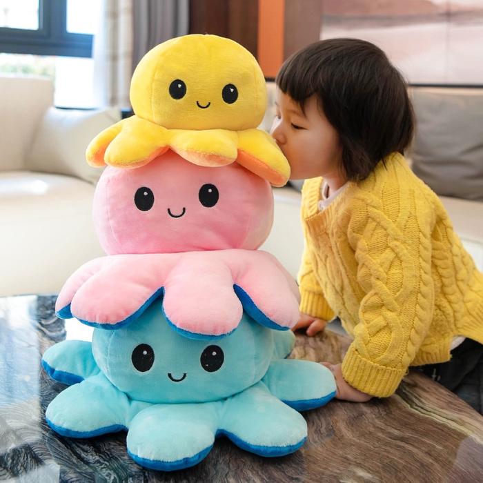 Boneka Gurita Octopus Doll Bisa Bolak Balik Cumi Ekspresi Rainbow Pelangi/Boneka octopus L147/196/19