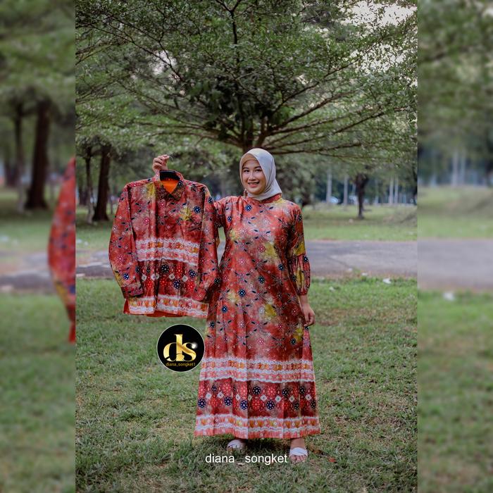 Gamis jumputan (Orange kombinasi)/ Baju couple /Baju seragam