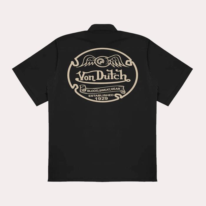 AOLSHIRT Workshirt Von Dutch Blood Sweet Gear Kemeja Pria Drill Premium - Hitam, M