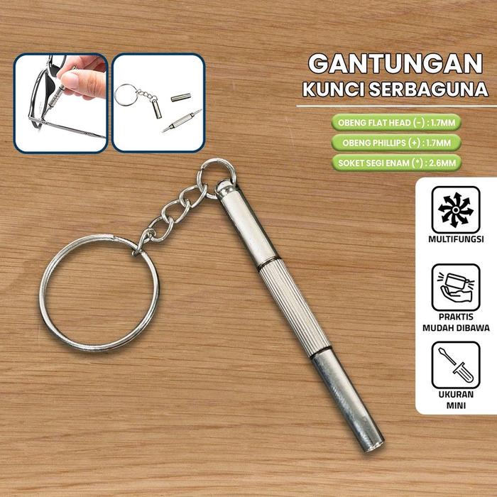 Obeng Plus Minus 3in1 Obeng Kacamata Obeng Serbaguna Screwdriver Keychain