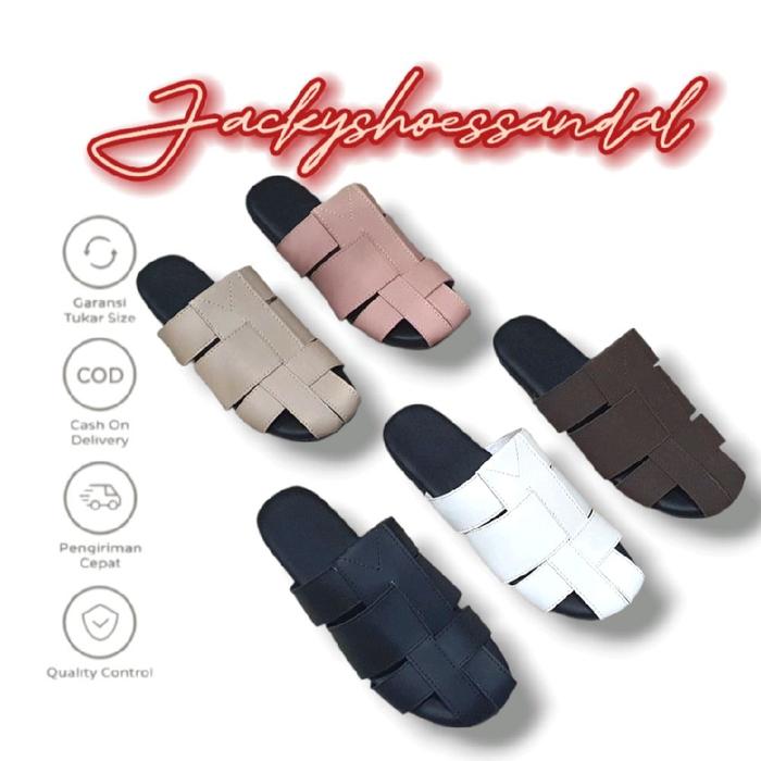 Jacky Sinta Flat Sandal Wanita Kekinian Jumbo Size Big Size Custom Kaki Lebar Gendut Hadiah Kado Sep