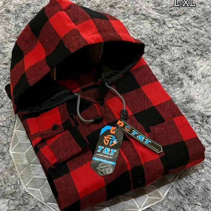 Kemeja Flannel Hoodie Pria Lengan Panjang Super Jumbo XXL XXXL XXXXL Flanel Hoodie Big Size Terlaris
