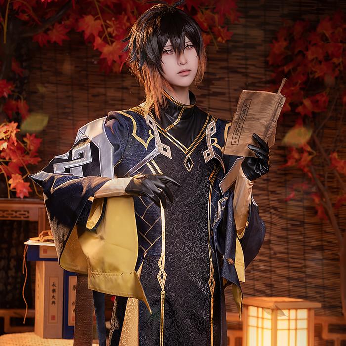 Kostum Zhongli Morax Cosplay Permainan Genshin Impact Kostum Zhongli