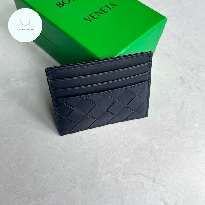 Bottega veneta intrecciato cardholder in navy blue 6cc+slot